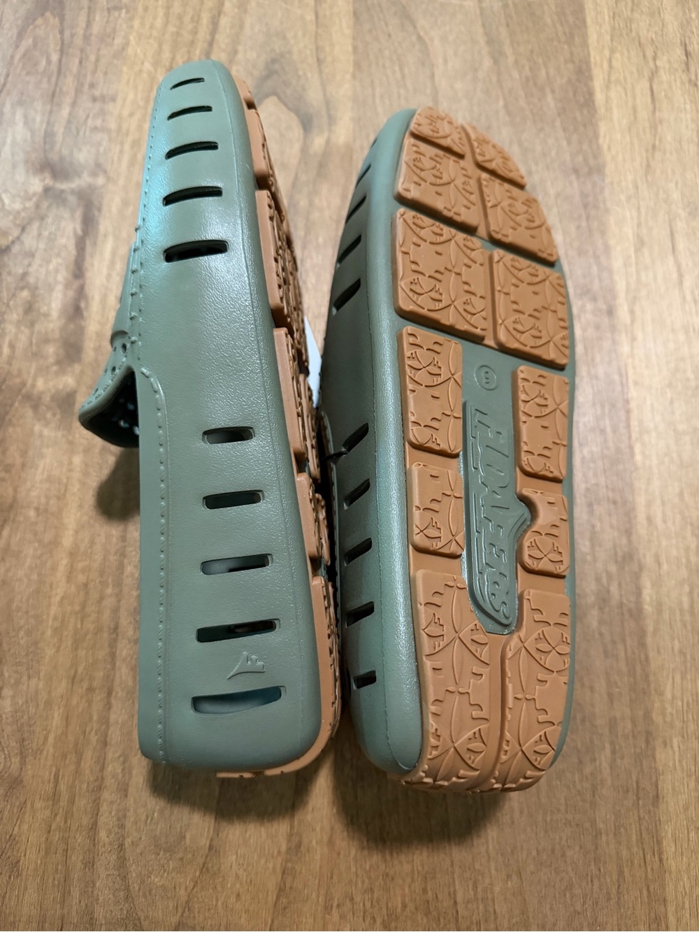 Floafers Men's Olive Green Perforated Slip-On Loafers - Picture 4 of 5